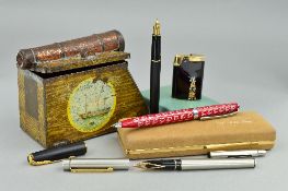 A MIXED LOT, to include a 1914 Huntley & Palmer 'Cannon' biscuit tin, Ronson lighter, Sheaffer