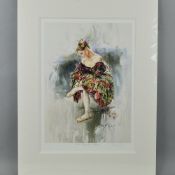 GORDON KING (BRITISH 1939) 'A NEW DRESS FOR MANON' a limited edition print of a woman tying her