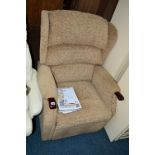 A HSL ELECTRIC RISE AND RECLINE ARMCHAIR WITH OATMEAL UPHOLSTERY (purchase receipt from July 2017