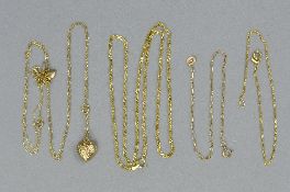 FOUR MIXED 9CT NECKLACES, etc, approximate weight 3.7 grams