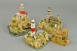 FOUR BOXED LILLIPUT LANE SCULPTURES, 'Stormy Waters' L2681, 'Lundy Lighthouse' L2609, 'Portland