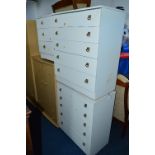 THREE MODERN WHITE CHEST OF DRAWERS