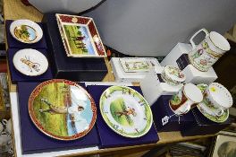 TEN BOXED ROYAL WORCESTER AND ROYAL DOULTON GOLFING THEMED TRINKETS, PLATES AND TANKARDS, to include