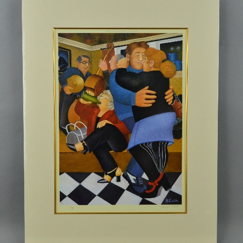 BERYL COOK (BRITISH 1926 - 2008) 'SHALL WE DANCE', a limited edition print 124/650 of a man and