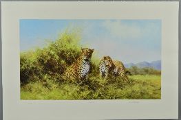 DAVID SHEPHERD (BRITISH 1931 - 2017) 'LEOPARDS', a limited edition print 157/350, signed, titled and