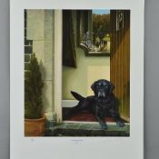 NIGEL HEMMING (BRITISH 1957) 'FRIENDS REUNITED' a limited edition print of a labrador waiting for