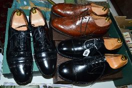 THREE PAIRS OF GENTLEMANS CHURCH'S SHOES, to include 'Balmoral' black lace up, size 9.5 H (