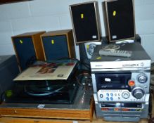 A VINTAGE GEC SOUNDECK, a pair of speakers, a Samsung Max - B420 speakers and a pair of vintage Sony