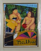 BERYL COOK (BRITISH 1926-2008), 'Adam and Eve-Nathans Hotdogs', A Limited Edition print of a man