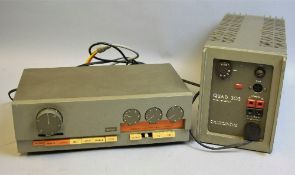 A QUAD 303 POWER AMPLIFIER AND A QUAD 33 PREAMP, with various cables