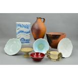 A GROUP OF STUDIO ART POTTERY, to include an Earthen Ware jug by Muchelney Pottery with impressed