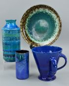 ILLUMS BOLIGHUS, A DANISH STUDIO POTTERY VASE, decorated with blue and green glazes and having