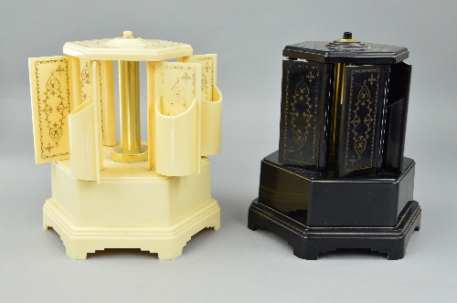 A PAIR OF SELCO BAKLITE NOVELTY MUSICAL CIGARETTE DISPENSERS, one in cream, the other in black, - Image 6 of 6