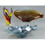 A LARGE MURANO FREE FORM TABLE CENTRE BOWL BY TAMMARO, with an undulating body in clear glass with