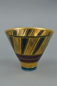 MARY ARUNDELL RICH (B.1940) A SMALL CONICAL SHAPED STUDIO POTTERY VASE, decorated with a gold,