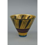 MARY ARUNDELL RICH (B.1940) A SMALL CONICAL SHAPED STUDIO POTTERY VASE, decorated with a gold,