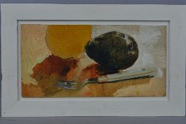 LUCIE BRAY (BRITISH 1974-2014), 'Avocado', a mixed media painting of an Avocado and a fork,