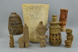 A COLLECTION OF PETER HAYES EARLY CERAMICS, produced during his stay in Africa, some pieces have