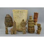 A COLLECTION OF PETER HAYES EARLY CERAMICS, produced during his stay in Africa, some pieces have