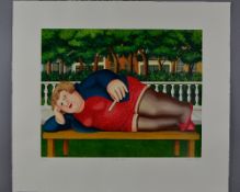 BERYL COOK (BRITISH 1926-2008), 'Bryant Park', A Limited Edition print, 187/300, of a woman lying on
