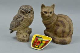 A POOLE POTTERY STONEWARE MODEL OF A SEATED CAT BY BARBARA LINLEY ADAMS, impressed Poole mark and