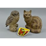 A POOLE POTTERY STONEWARE MODEL OF A SEATED CAT BY BARBARA LINLEY ADAMS, impressed Poole mark and