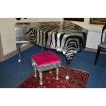 JIMMIE MARTIN, ZEBRA, CHAPPEL OF LONDON, BABY GRAND PIANO, with silver leaf and Zebra stripped