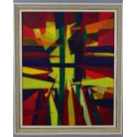 ALAN BOND (BRITISH 20TH CENTURY), 'Cross', an oil on board painting in an abstract style with