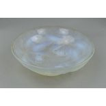 G. VALLON (FRANCE), an opalescent glass dish, moulded in high relief with cherries and foliage,