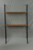 A LADDERAX TEAK BOOKCASE, formed with two metal laddered uprights and two shelves, approximate