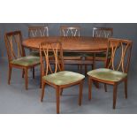 A G-PLAN FRESCO TEAK OVAL EXTENDING DINING TABLE, approximate size extended width 208cm x depth