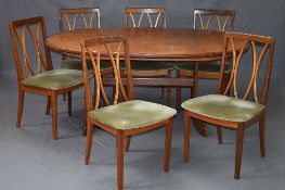 A G-PLAN FRESCO TEAK OVAL EXTENDING DINING TABLE, approximate size extended width 208cm x depth