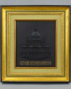 A WEDGWOOD 'ST PAULS CATHEDRAL' LIMITED EDITION BLACK BASALT PLAQUE, 25/250, inscribed to the