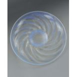 RENE LALIQUE 'POISSONS' OPALESCENT GLASS CHARGER STYLE PLATE, decorated with a spiral pattern of