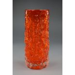 A WHITEFRIARS TANGERINE BARK TEXTURE VASE, pattern number 9690, designed by Geoffrey Baxter,