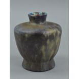 A DELFT STONEWARE STUDIO POTTERY VASE, with a mottled blue, grey and gold matt glaze, painted name