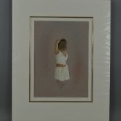 KAY BOYCE (BRITISH CONTEMPORARY), 'Clare Study IV', a pastel drawing of a woman wearing a white