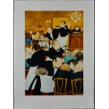 BERYL COOK (BRITISH 1926-2008), 'Chartiers', A Limited Edition print, 288/300, of waiters in a