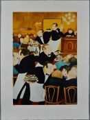 BERYL COOK (BRITISH 1926-2008), 'Chartiers', A Limited Edition print, 288/300, of waiters in a