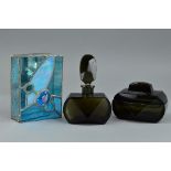 TWO ART DECO STYLE GLASS DRESSING TABLES PIECES, consisting of a scent bottle and a lidded dish,