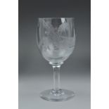 DAVID WHYMAN GLASS, a large goblet with etched detail of Matador and bull, signed and dated 1979