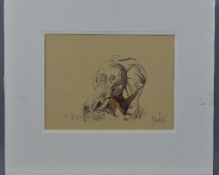 SPENCER HODGE (BRITISH CONTEMPORARY), a preparatory watercolour painting of an African Elephant,