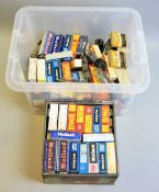 A BOX AND A TIN OF VINTAGE PACKAGED VALVES, including Mazda, Brimar etc