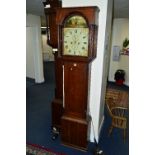 A GEORGE III OAK AND MAHOGANY BANDED LONGCASE CLOCK, painted dial, Roman numerals, subsidiary date