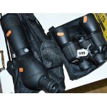 A PAIR OF BLACKFOOT BINOCULARS, 10 x 50 multi-coated optics, 122M/1000M, with soft carry case and