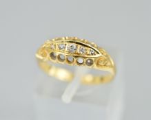 AN 18CT VICTORIAN DIAMOND SET BOAT RING, Birmingham 1890, ring size M, approximate weight 2.5 grams