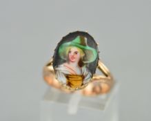 A 9CT PORTRAIT RING, ring size P, approximate weight 3.3 grams