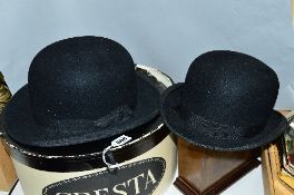 A G.A.DUNN & CO LTD BOWLER HAT AND A LEWIS'S LTD 'STANEX' BOWLER HAT, together with a 'cresta' hat