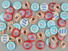 A QUANTITY OF RETRO ASTON VILLA, Manchester City, Manchester United, Birmingham City pin badges etc