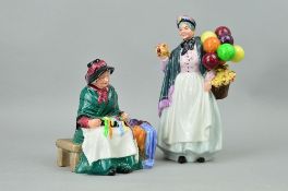 TWO ROYAL DOULTON FIGURES, 'Biddy Penny Farthing' HN1843, and 'Silks & Ribbons' HN2017 (2)